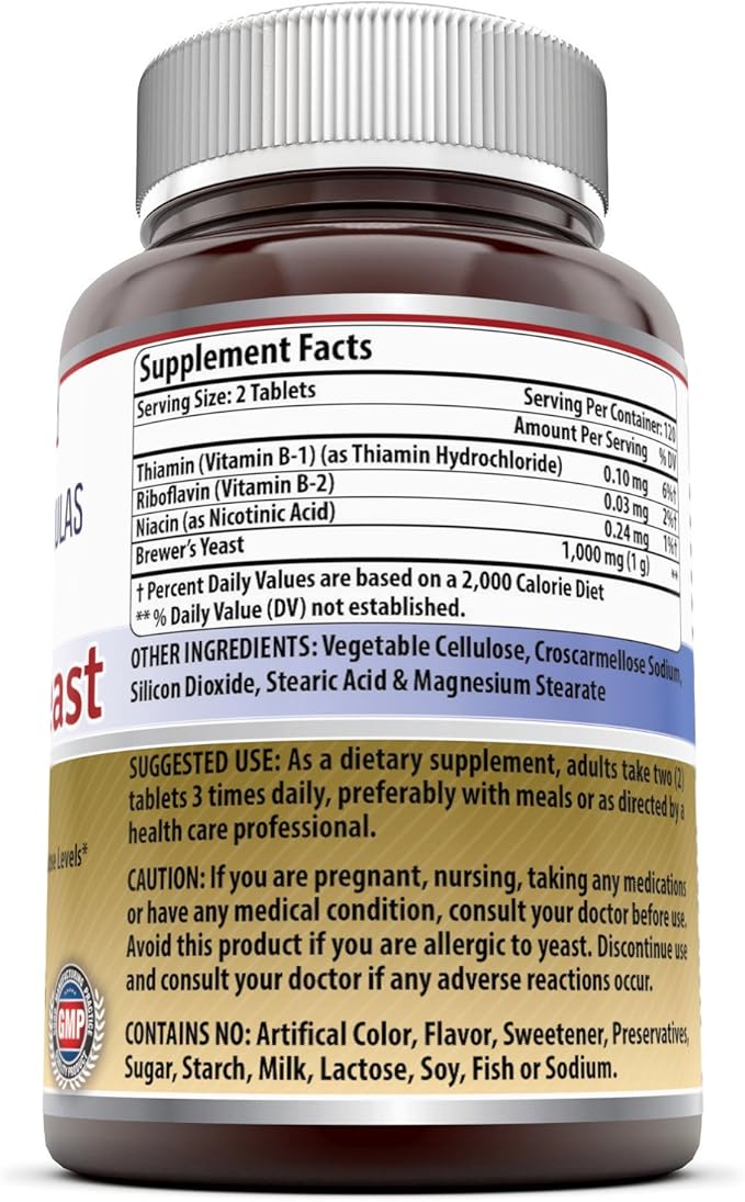 Amazing Nutrition Brewers Yeast Tablets - 7.5 Grain Capsule 500mg 240 Tablets - Supports Healthy Digestion * Promotes Heart Health