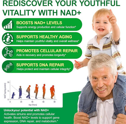 NAD Supplement 2000 Mg - 120 Capsules True NAD & Resveratrol, NMN Alternative Liposomal NAD+ for Women & Men, Support Cellular Health, Stamina & Healthy Aging - Ultra Strength Capsules