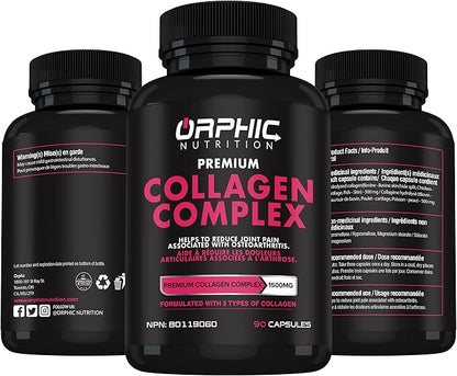ORPHIC NUTRITION Collagen Peptides Capsules for Women,1800mg Multi Collagen Pills Types I, II, III, V, X - Supports Digestive Health Maintaining Strong Joints, Tendons, Ligaments and Muscles* 90 Caps