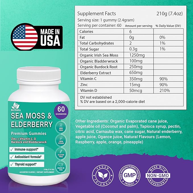 BIO VITALICA Sea Moss Elderberry Gummies & Mushroom Gummies (Bundle)