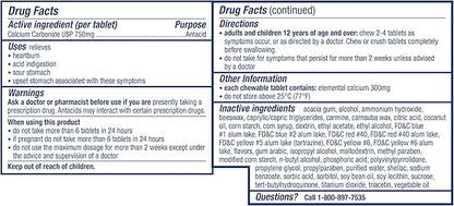 TUMS Chewy Bites Antacid Tablets for Chewable Heartburn Relief and Acid Indigestion Relief, Assorted Berries - 60 Count
