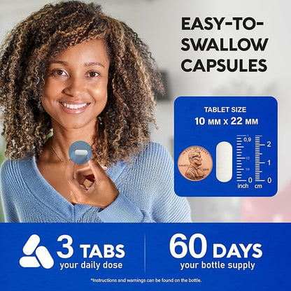 Calcium Supplement for Women - Calcium 1200 mg with Vitamin D3 & K2 - Bone Health, Strength & Density - High Absorption, Slow Release - Made in USA - Citrate & Carbonate Form - 180 Tablets for 2 Month
