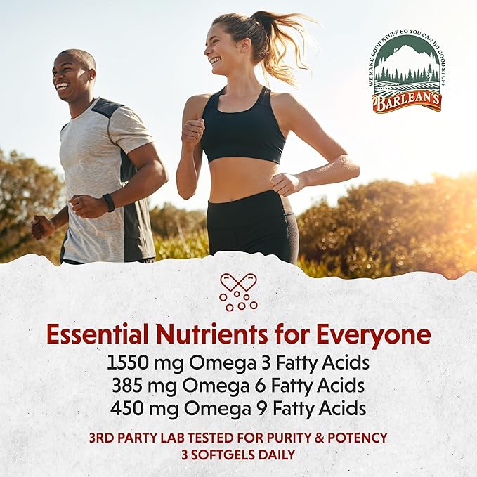 Barlean's Lignan Flaxseed Oil Softgels, Cold-Pressed Flax Seed Supplement with 1,550 mg ALA Omega-3 Fatty Acids for Joint & Heart Health, 1000mg, 250 ct