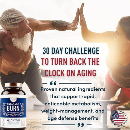 Thermogenic Multi Collagen Burn Capsules - Hydrolyzed Multi Collagen Complex Types I, II, III, V, X, and Hydrating Hyaluronic Acid - Advanced Supplement for Women and Men - 90 Pills
