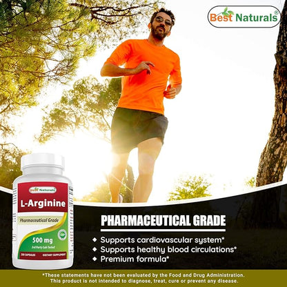 Best Naturals L-Arginine 500mg 250 Capsules (250 Count (Pack of 2))