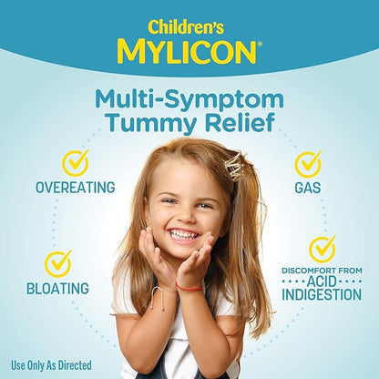 MYLICON Children's Tummy Relief for Kids, 24 Cherry Flavored Chewable Tablets