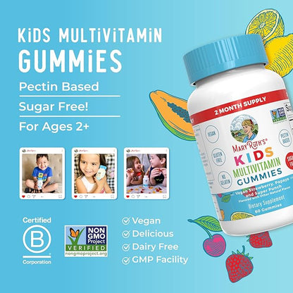 MaryRuth Organics Kids Vitamins | Multi | Sugar Free | 2 Month Supply | Kids Multivitamin Gummies for Ages 2+ | Vegan | Only 1 Gummy a Day | 60 Count
