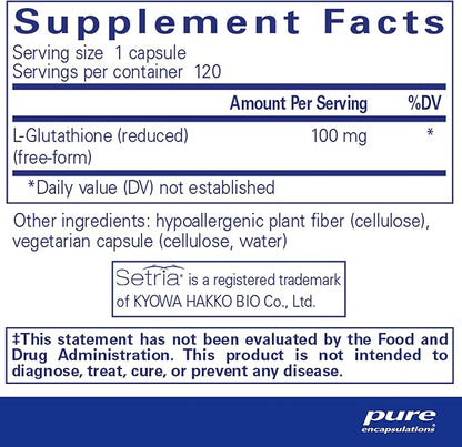 Pure Encapsulations Reduced Glutathione | Hypoallergenic Antioxidant Supplement to Support Liver and Cell Health* | 120 Capsules