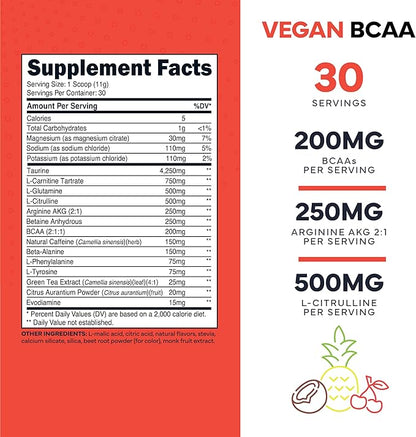 Type Zero AminoBurn - Natural Pre Workout + BCAA (Tropical Punch | 30serv) Sugar Free BCAAs Amino Acids Supplement Keto Preworkout, Amino Preworkout and Post Workout Drink