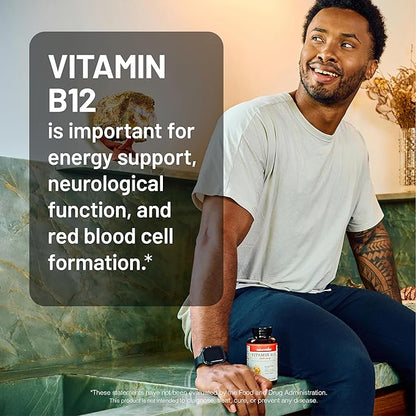 NatureWise Vitamin B12 5000 mcg - Extra Strength - Supplement for Supporting Energy Levels, Mental Clarity, Nervous System Health - Easy-to-Swallow, Soy and Gluten-Free, Non-GMO - 60 Softgels