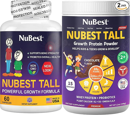 NuBest Bundle Tall Growth Protein Powder Tall for Teens Height Growth, Bone Growth, Bone Strength by Multivitamin, Multimineral Popular Brand Pick