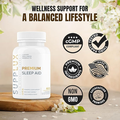 Premium Sleep Aid for Adults - NEW Non-Habit Forming Sleep Aid for Adults | Mood, Sleep, Restfulness Support | 18 Research Backed Ingredients | Melatonin, Magnesium, GABA, Ashwagandha & More - 60 Caps