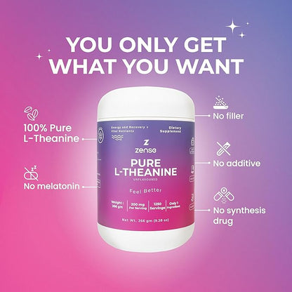 ZENSE Body & Brain Bundle Pure Collagen Powder (500gm) L-theanine Pure Powder (1,250servings) Natural, Free additive, Sugar Free, Soy Free, Filler Free, Tasteless & Odorless