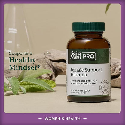 Gaia Herbs PRO Female Support Formula - Supports Healthy PMS & Menopause Fluctuations with Alfalfa Leaf Black Cohosh Root Extract Dandelion Root & More* - Vegan - 60 Liquid Phyto-Caps (60 Servings)