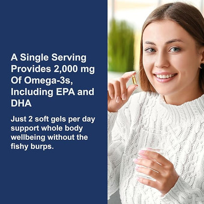 Carlson - Maximum Omega 2000, 2000 mg Omega-3 Fatty Acids Including EPA and DHA, Wild-Caught, Norwegian Fish Oil Supplement, Sustainably Sourced Fish Oil Capsules, Lemon, 180 Softgels