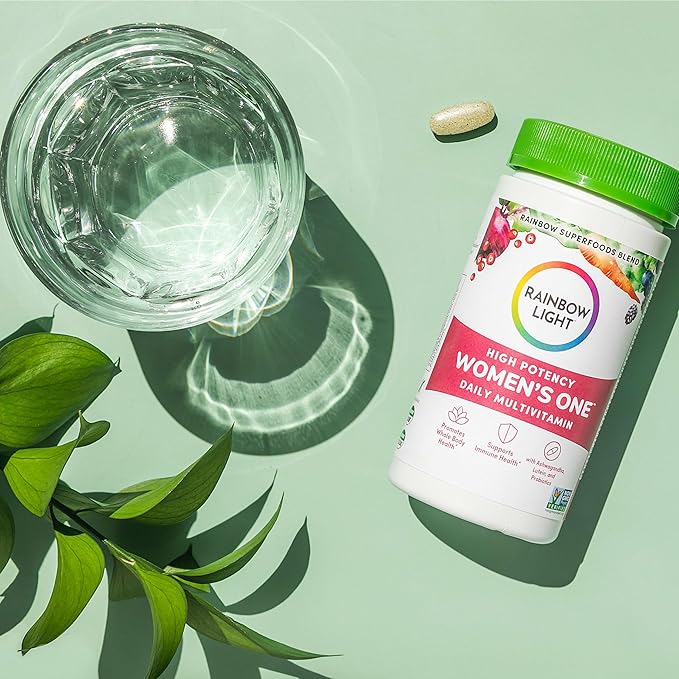 Rainbow Light Womens One High-Potency Daily Multivitamin, Womens Multivitamin Provides High-Potency Immune Support, With Vitamin C, Biotin and Ashwagandha, Vegetarian, 60 Count