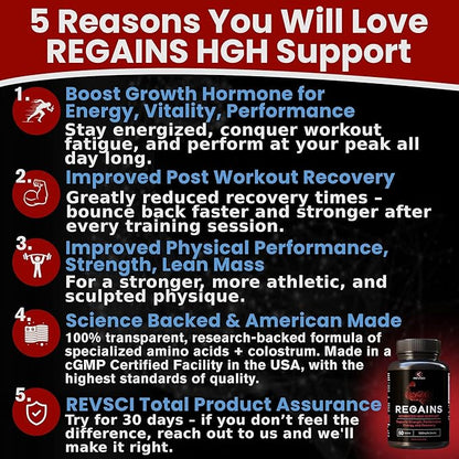 HGH Supplements for Men & Women - REVSCI Regains Starter Pack, HGH Human Growth Hormone Supplements for Men, Anabolic Muscle Builder for Men, Muscle Recovery Post Workout Supplement, 30 Protein Pills