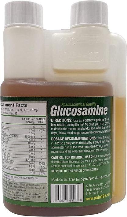 1500mg Liquid Glucosamine & Chondroitin - High Concentration Fast-Absorbing Formula Orange Flavor Helps Support Joint & Cartilage Health - with White Willow Bark, Manganese & Boswellin (32 Day Supply)