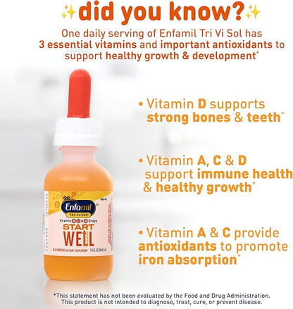 Enfamil Tri-Vi-Sol Infant Multivitamin Drops, Supports Growth & Immune Health for Babies, 50mL Bottle