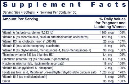 Life Extension Prenatal Advantage Supplement – Comprehensive Prenatal Vitamin for Pregnant Women - Complete Multivitamin for Healthy Brain with DHA - Non-GMO, Gluten-Free -120 Softgels