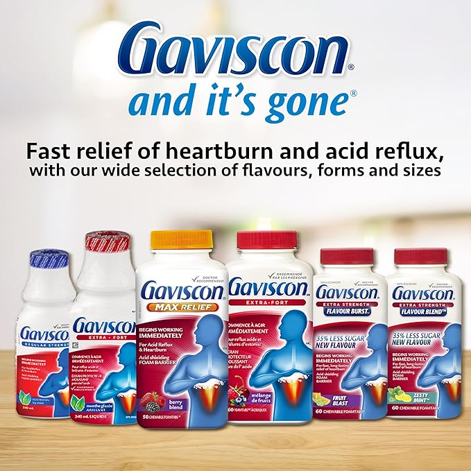 Gaviscon Gaviscon Extra Strength Liquid Fruit | Long-Lasting Acid Reflux and Heartburn Relief | 340ml 1 Count