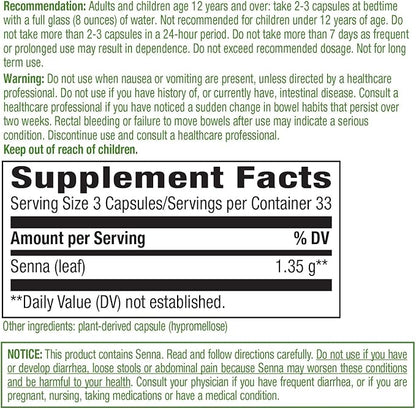 Nature's Way Senna Leaves, Supports Occasional Constipation Relief*, 100 Vegan Capsules (Pack of 4)