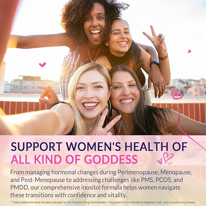 Sugar Free Inositol Gummies - Myo-Inositol & D-Chiro Inositol Supplement 2000mg + 50mg Plus Methylfolate, Vitamin D3, B12, Algae Omega 3, Magnesium & Zinc Support Hormone Balance for Women, 40:1 Ratio