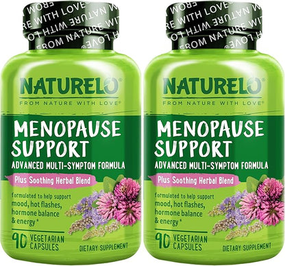 NATURELO Menopause Supplements for Women, Herbal Blend with Black Cohosh for Menopause Hot Flashes Advanced Estrogen Multi-Symptom Formula 90 Capsules (Pack of 2)