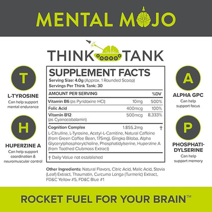 Nootropic Brain Booster (30 Servings) Nootropic Drink Mix & Brain Supplement - Supports Energy, Focus & Memory - Zero Calories, Sugar Free - Kiwi Strawberry