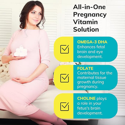 Conceive Plus Prenatal Vitamins for Women Supplement - Multivitamin With Folic Acid for Pregnancy Vegan, Choline, Iron - Pre Natal Vitamins DHA, Non GMO - Maternity Vitamin for Brain & Eye 60 Capsules