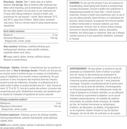 Jamieson Melatonin with Magnesium 5mg/150mg, 60 Tablets
