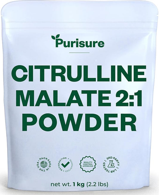 L Citrulline Malate 2:1 Powder, 1 kg, Citrulline Supplement and Citrulline Nitrate for Strength Performance and Energy, Pre-Workout L Arginine L Citrulline Supplement Powder, 334 Servings