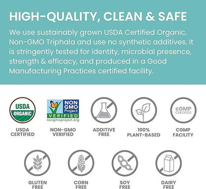 Himalaya Organic Triphala, Colon Cleanse & Digestive Supplement for Occasional Constipation, 688 mg, 90 Caplets, 2 Month Supply