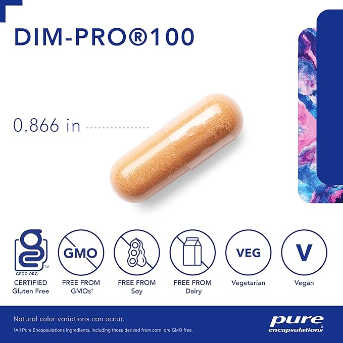 Pure Encapsulations DIMPRO 100 - Diindolylmethane Supplement - for Breast, Cervical & Prostate Health - Gluten Free & Vegan - 120 Capsules