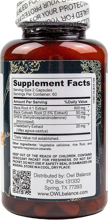 Menopause Support for Women - Menopause + Perimenopause Relief for Hot Flashes, Low Energy, Hormone Support - 120 Herbal Capsules