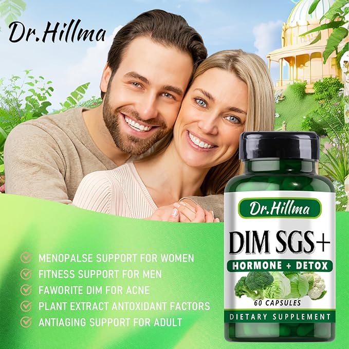Dim Hormone Detox Supplement 200Mg Diindolylmethane Encourages Normal Estrogen Supplement for Women, Hormonal Acne Hot Flashes Supplements, Menopause Support, Promotes Detoxification(60Capsules)