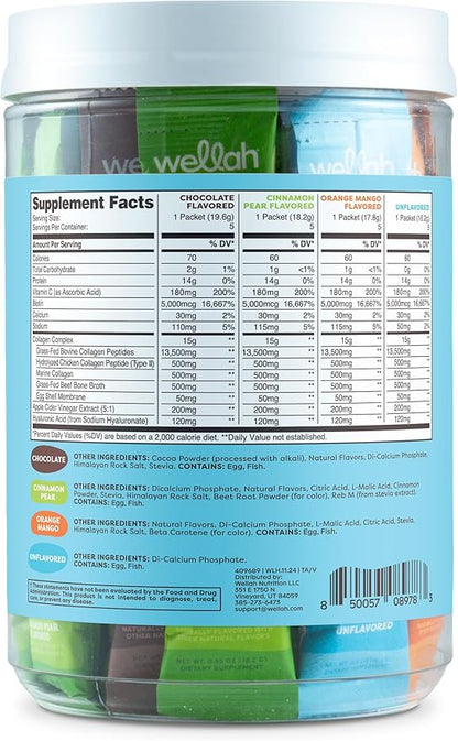 The Afterglow Multi Collagen Protein + Beauty (Variety Pack) 20 Stickpacks - 15G Collagen Complex Per Serving