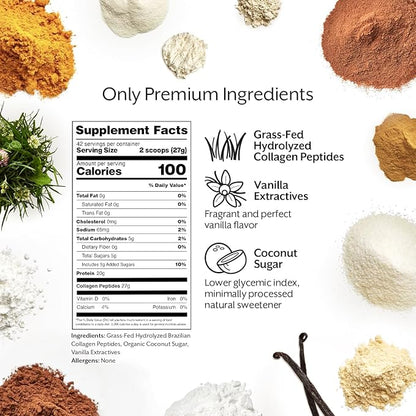 ProMix Nutrition Collagen Peptides, Vanilla - Hydrolyzed Collagen Protein Promotes Healthy Skin, Bones, Joints & Recovery Support - Add to Shakes, Smoothies, Beverages - 2.5 Pound (Pack of 1)