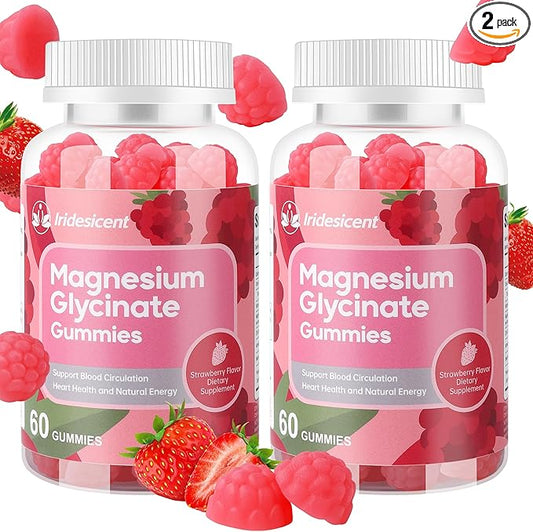Magnesium Glycinate Gummies 400mg, Sugar Free Magnesium Supplement w/Ashwagandha, Zinc, Vegan Magnesium Glycinate Supplement for Adults - 120 Strawberry Gummies