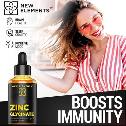 Zinc Supplements 50mg | Liquid Zinc Supplement | Zinc Glycinate Drops for Adults | Supports Immune Health | Metabolism | Skin Care Supplement | Non-GMO | Vegan | Gluten-Free