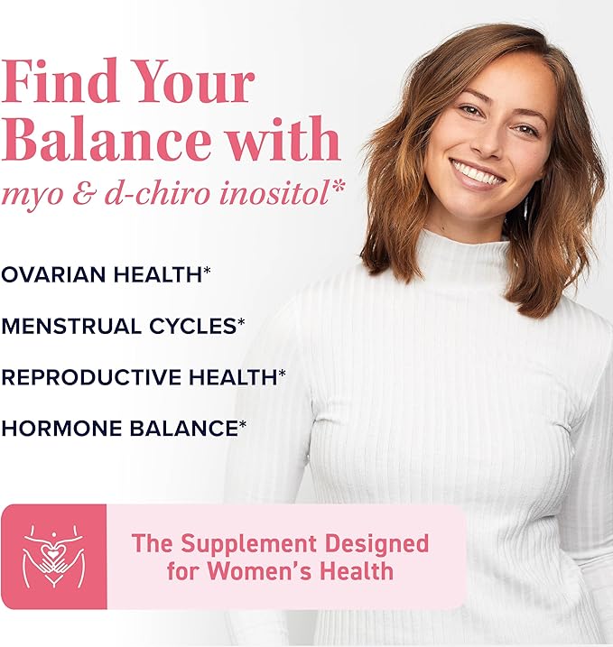 Myo-Inositol & D-Chiro Inositol for Hormone Balance for Women | Microbeadlets to Regulate Menstrual Cycle & Support Ovarian Health | 40:1 Ratio Myo & D Chiro | Non-GMO | 120 Ct (2 Month Supply)
