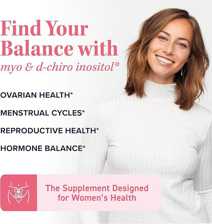 Myo-Inositol & D-Chiro Inositol for Hormone Balance for Women | Microbeadlets to Regulate Menstrual Cycle & Support Ovarian Health | 40:1 Ratio Myo & D Chiro | Non-GMO | 120 Ct (2 Month Supply)