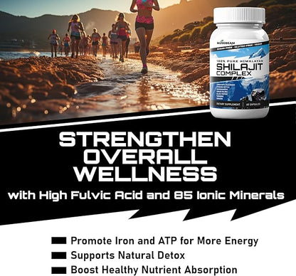 Himalayan Shilajit Capsules Men Women - Pure Himalayan Fulvic Acid Supplement Pills - Ashwagandha Turmeric Ginkgo Biloba Ginseng Cordyceps Mushroom Stinging Nettle Black Pepper