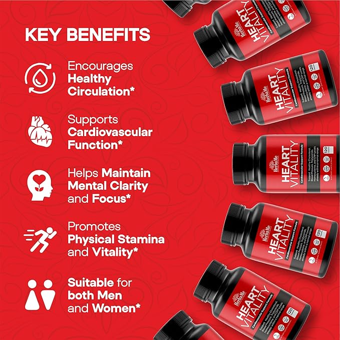 Heart Support and Blood Flow Supplement, 120 Capsules, Supports Cardiovascular Health, Healthy Cholesterol, Triglyceride, Homocysteine, CRP Levels | Boost Naturally Circulatory Function