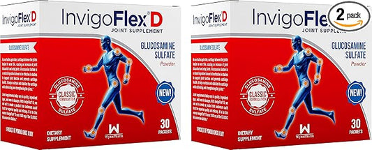 INVIGOFLEX 1500mg of Glucosamine Sulfate Powder (Classic Formulation) - Premium Joint Supplement for Knees, Hands, Back, and Hip Support D: Glucosamine Sulfate, Packets - 60 Packets