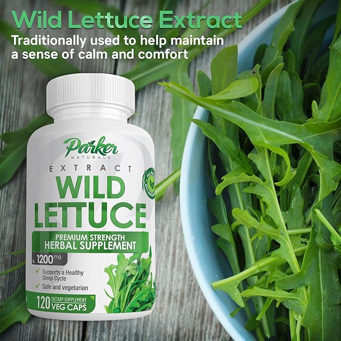 Wild Lettuce Extract – Herbal Sleep Supplement 1200mg, 4:1 Concentrated, Vegan Capsules, Soothes Discomfort, 60 Servings, 120 Count