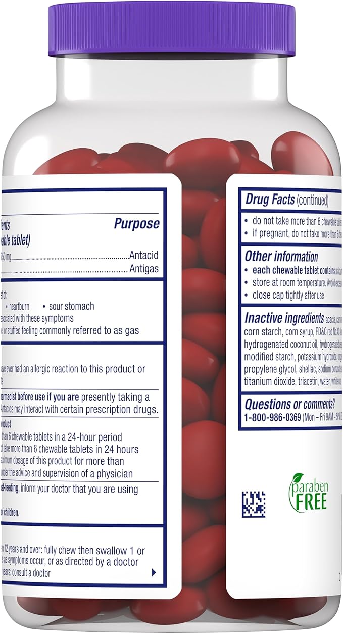 Alka-Seltzer Heartburn+Gas ReliefChews, Fast Antacid + Antigas Relief from Heartburn, Bloating, and Pressure, Fast Acting, Tropical Flavored Heartburn Medicine, 180 Ct (Package May Vary)