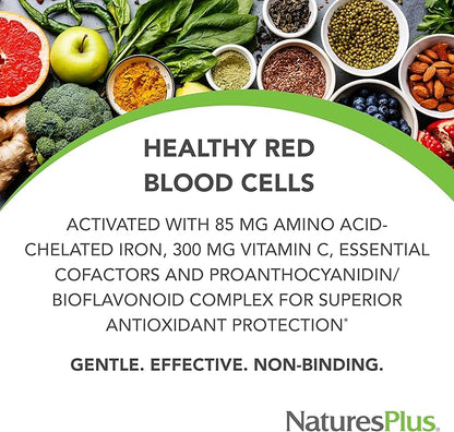 NaturesPlus Hema-Plex Iron - 60 Fast-Acting Softgels - 2 Pack - 85 mg Iron + Vitamin C & Bioflavonoids for Healthy Red Blood Cells - Vegan, Gluten Free - 40 Total Servings