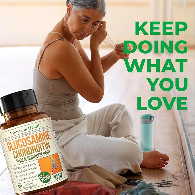 Vegan Glucosamine Chondroitin MSM - 100% Vegan Joint Support Supplement for Women & Men with Burdock and Glucosamine Sulfate 1500 mg. Used for Cartilage and Joint Health and Flexibility - 2 Pack