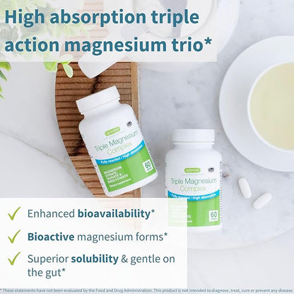Triple Magnesium Complex + Zinc Complex Vegan Bundle, High Absorption Chelated Magnesium + 25mg Chelated Zinc Picolinate & Bisglycinate with Copper, by Igennus
